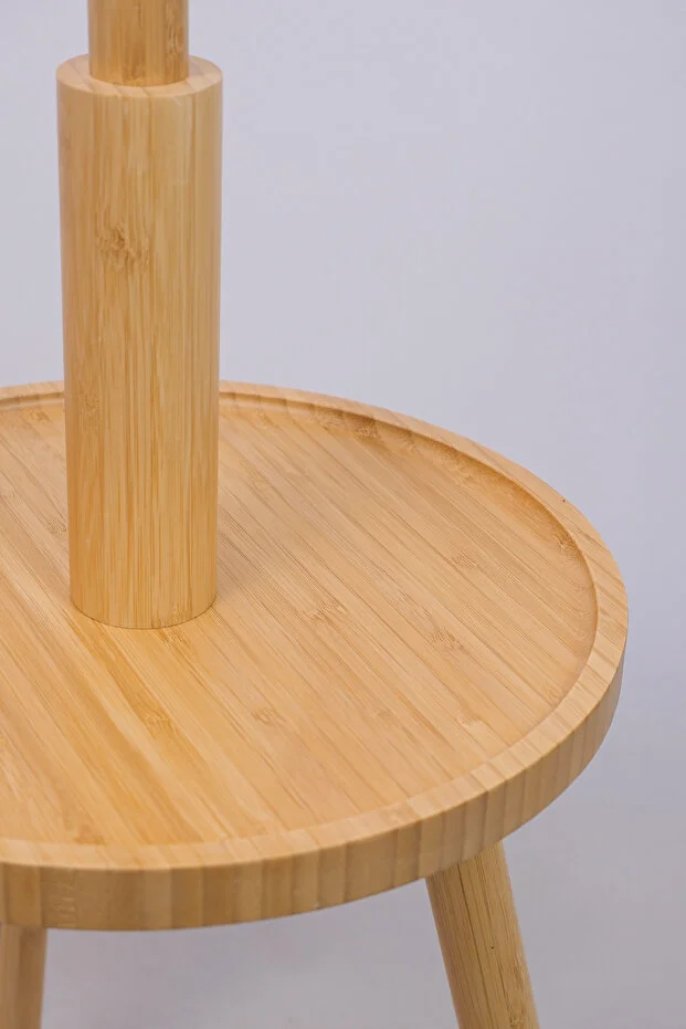 Bambu Portmanto Askılık Vestiyer Tablalı 8'li Ayaklı Askılık Ahşap Elbise Askısı